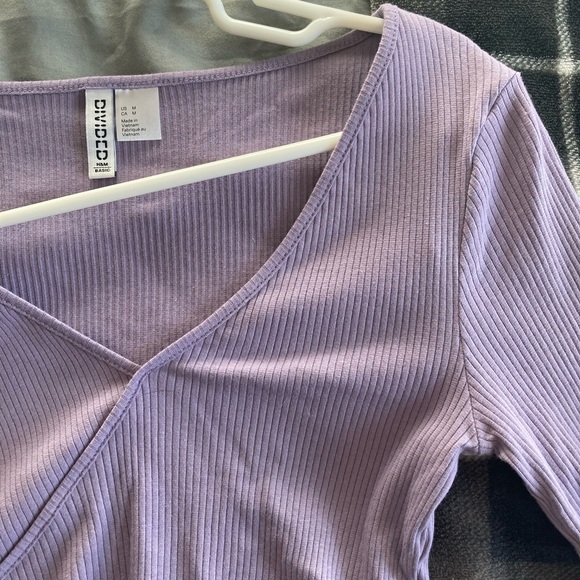 H&M purple ribbed cross front long sleeve top - Picture 4 of 4